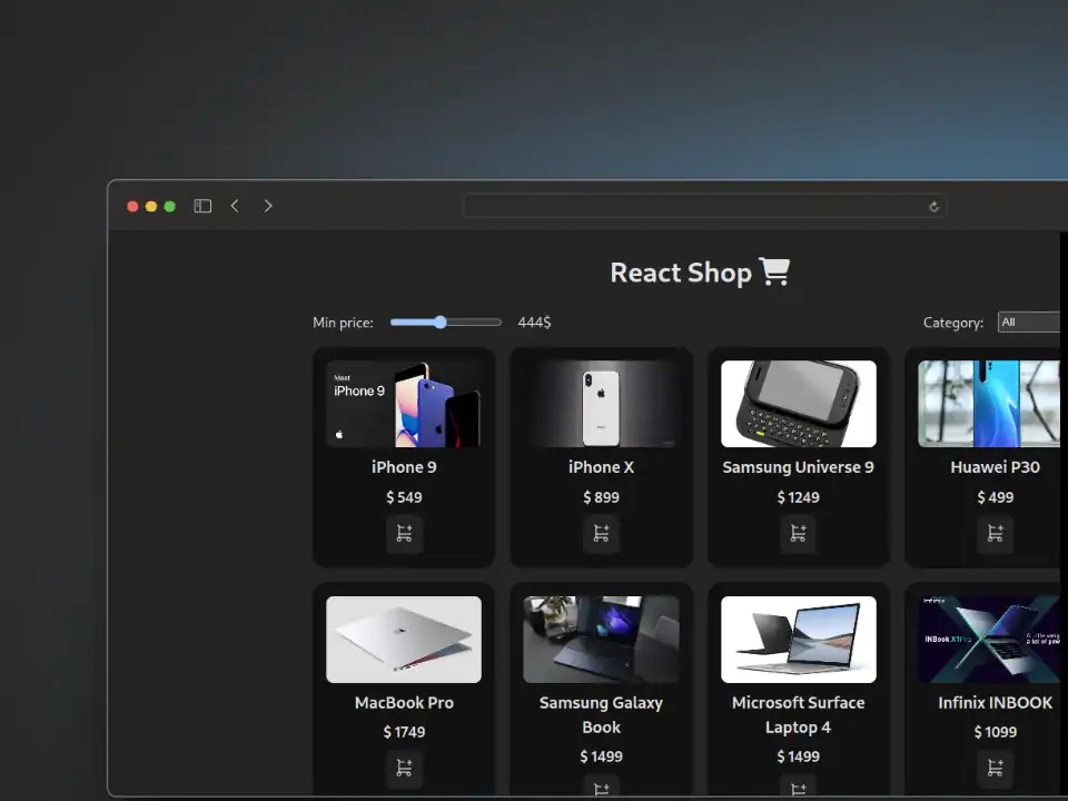 Captura de pantalla del proyecto React Shopping Cart